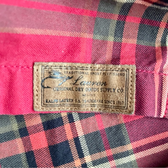 Lauren Ralph Lauren Cotton Plaid Red Button Up Top Size Medium - Picture 5 of 6